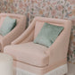 Fringed pink sofa