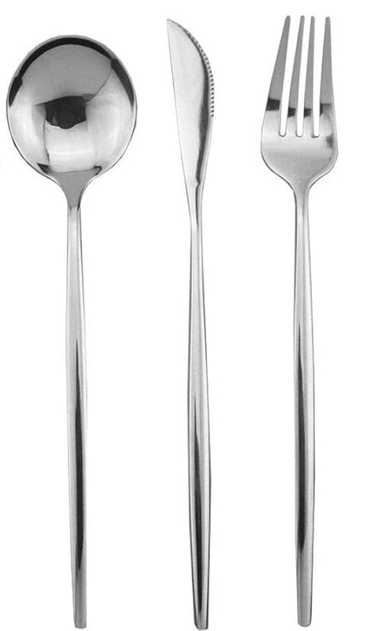 Silver modern flatware set